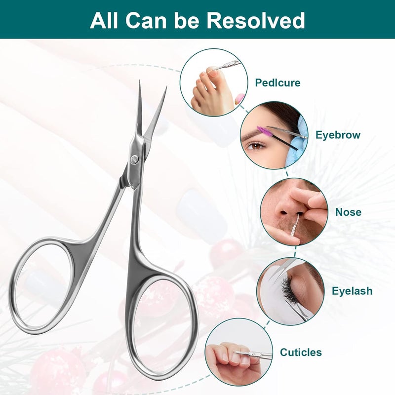 CGBE Manicure Scissors, Extra Fine Eyebrow Scissors for Grooming, Curved Blade Nail Scissors Precise Pointed Tip Grooming Kit for Eyebrow, Eyelash, Trim Nail and Dry Skin - Image 5